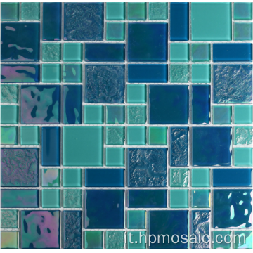 Piastrelle di mosaico in vetro blu miscelato